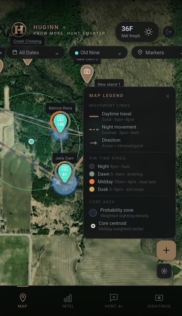Map legend and filter controls